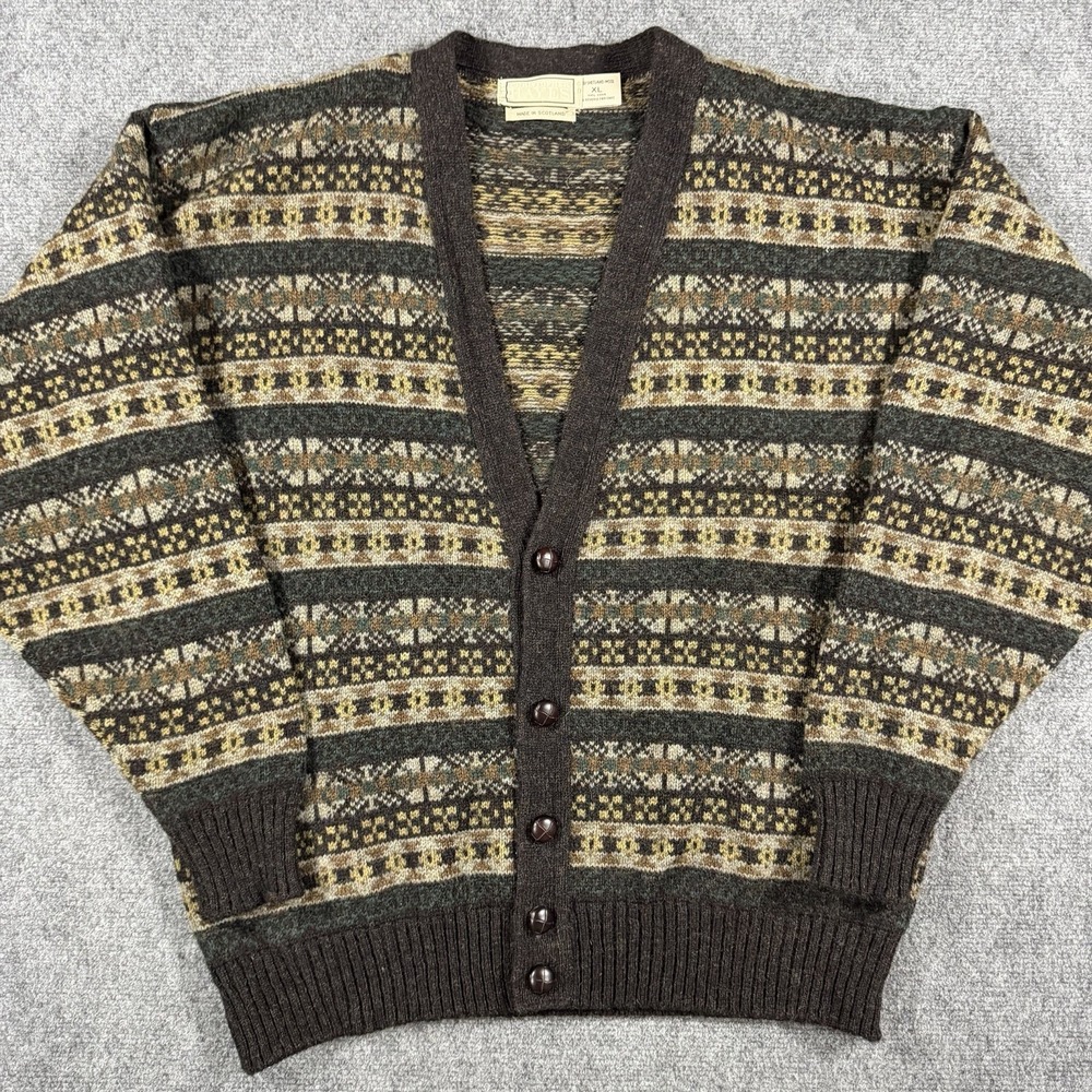 Vintage Christopher Hayes Shetland Wool Cardigan Sweater Mens XL Grandpa Read